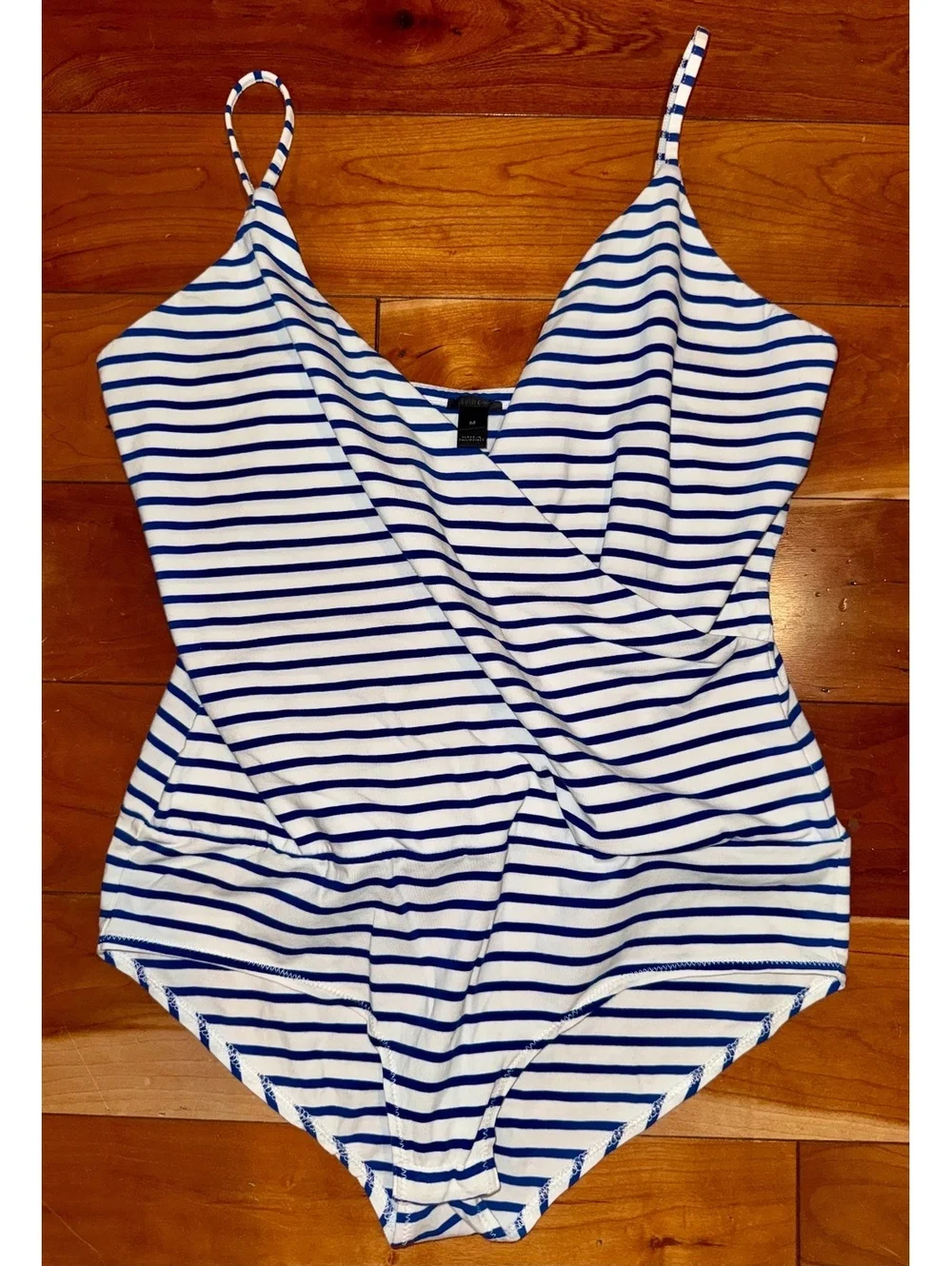J.Crew Women's Medium Striped One-Piece Bodysuit with Blue and White Stripes